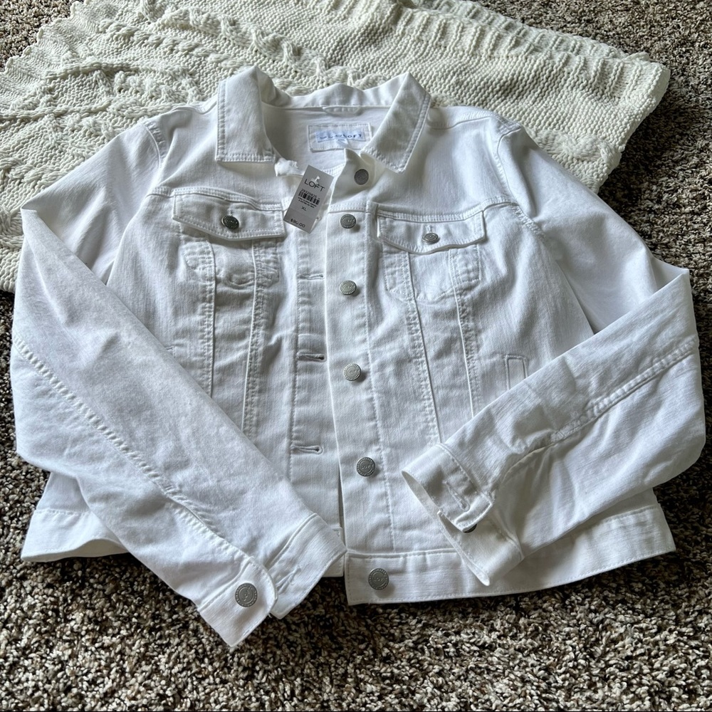 Loft Denim Jacket In White Size XL